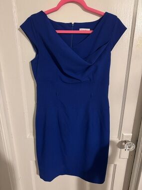 Calvin Klein Cowl-Neck Midi Dress in Royal Blue